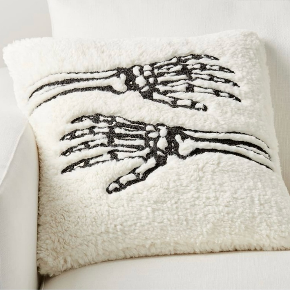 ❤️SOLD❤️NWOT Pottery Barn Skeleton Hand Sherpa Decorative Pillow Cover